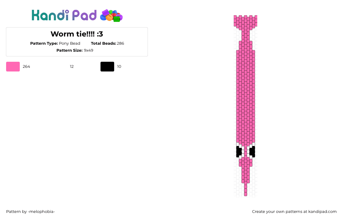 Worm tie!!!! :3 - Pony Bead Pattern by -melophobia- on Kandi Pad - pink