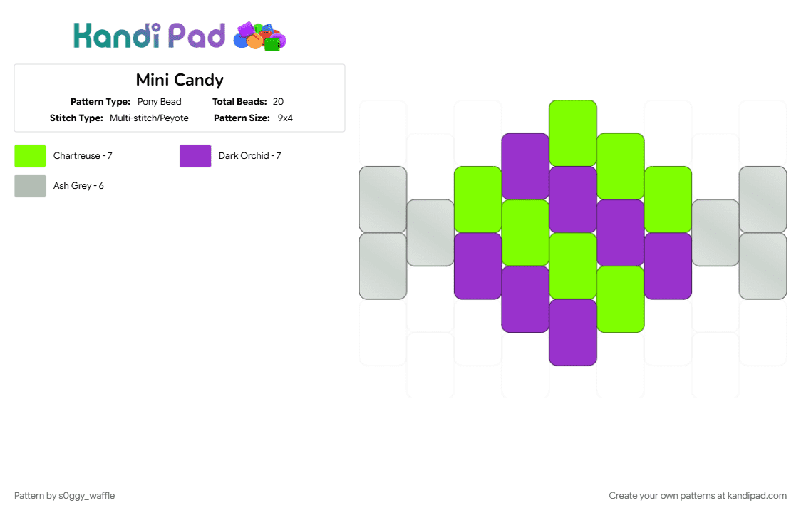 Mini Candy - Pony Bead Pattern by s0ggy_waffle on Kandi Pad - candy, colorful, green, halloween, purple, stripes, taffy