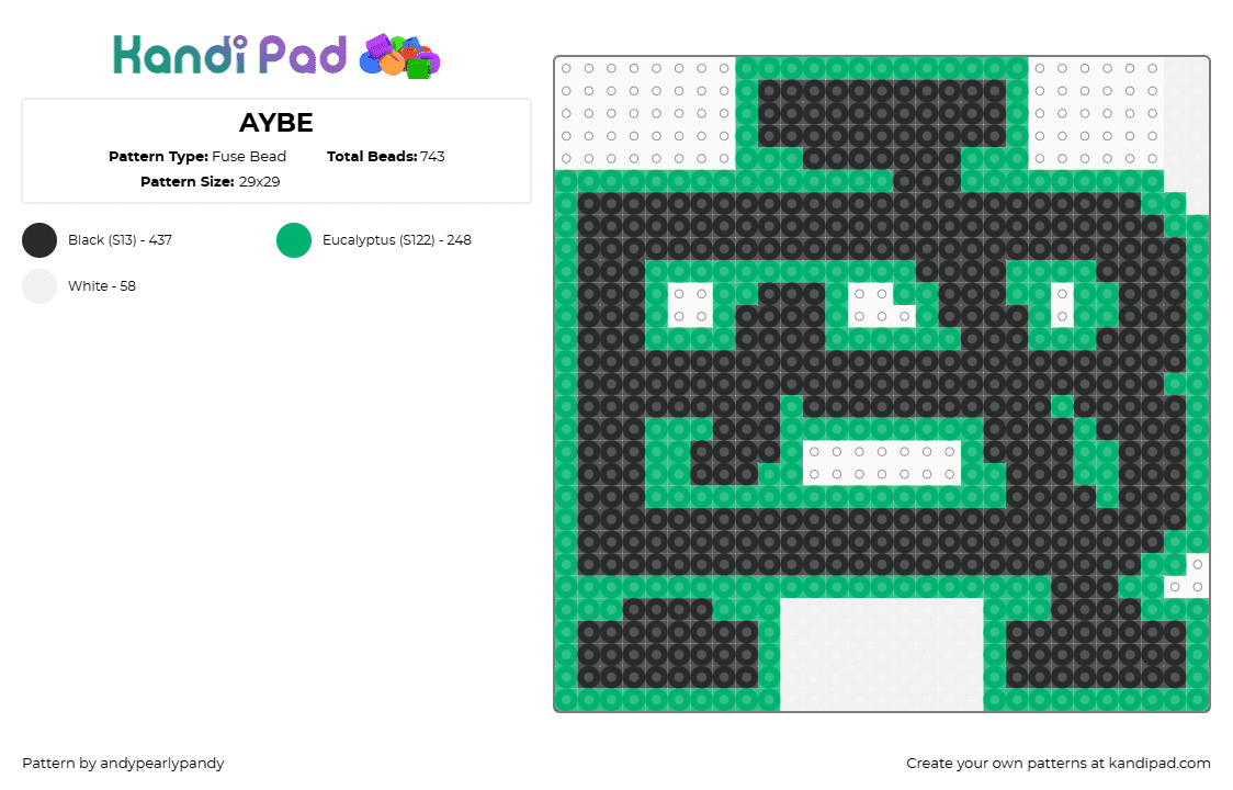 AYBE - Fuse Bead Pattern by andypearlypandy on Kandi Pad - aybe,ab,logo,charm,green,black