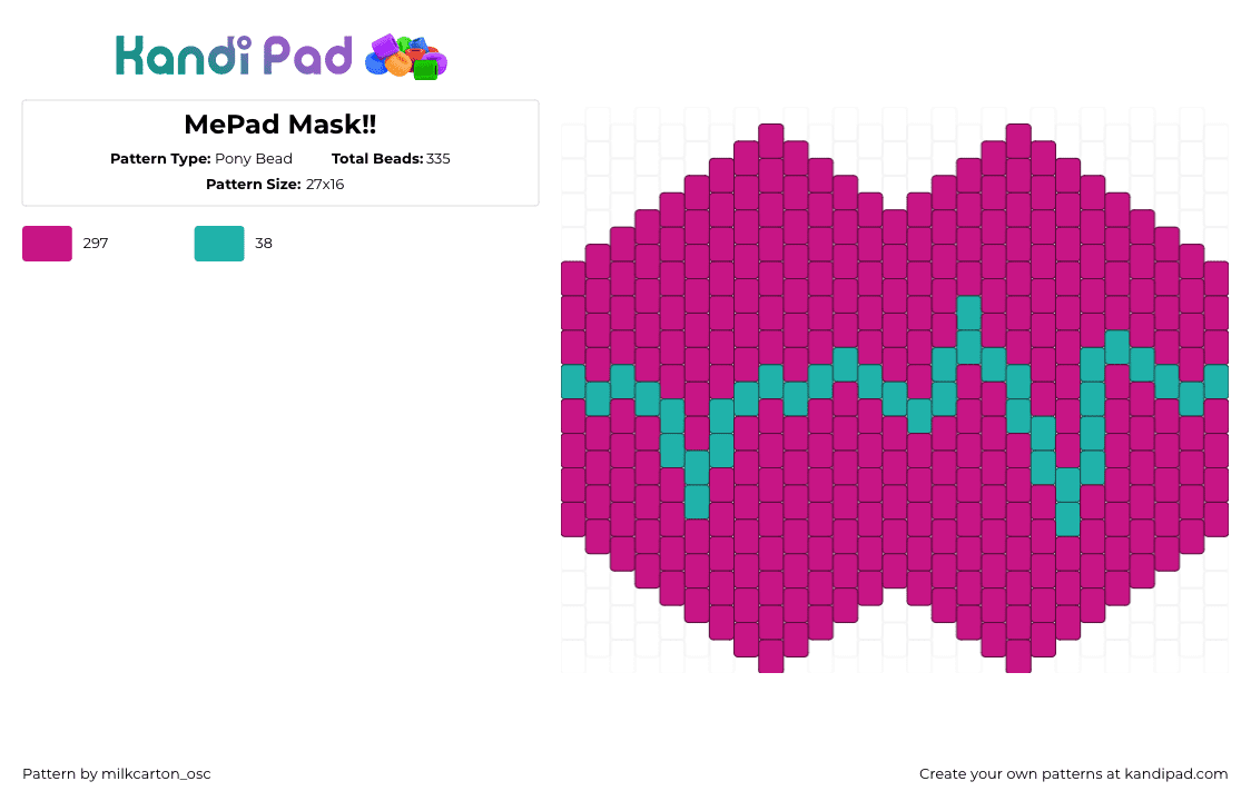 MePad Mask!! - Pony Bead Pattern by milkcarton_osc on Kandi Pad - 