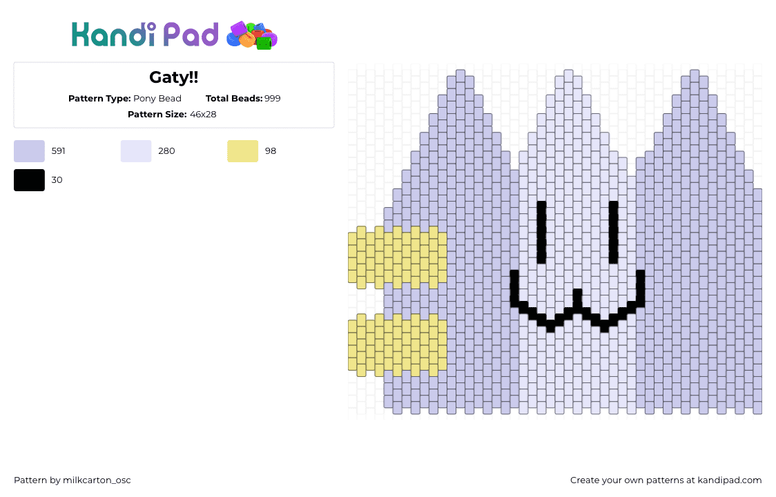 Gaty!! - Pony Bead Pattern by milkcarton_osc on Kandi Pad - pink,bfdi,bfb,tpot,gaty,osc,object show