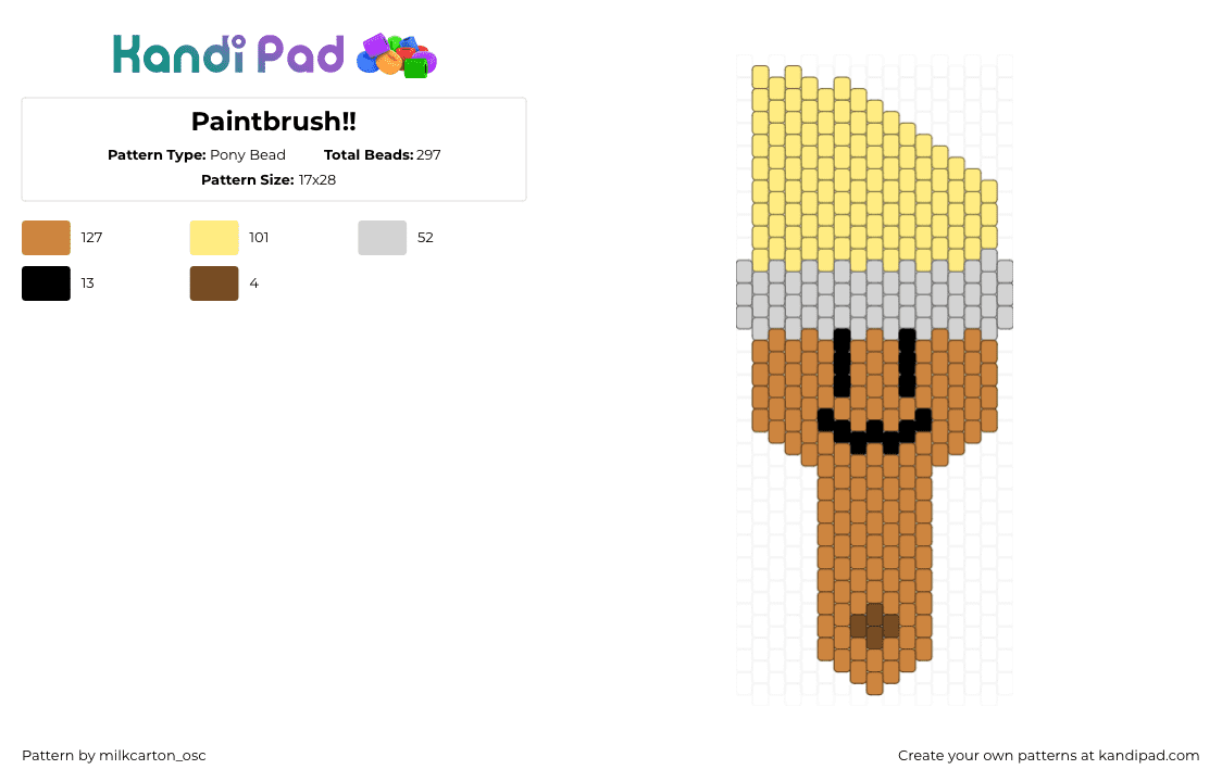 Paintbrush!! - Pony Bead Pattern by milkcarton_osc on Kandi Pad - paintbrush,inanimate insanity,smile,character,animation,tv show