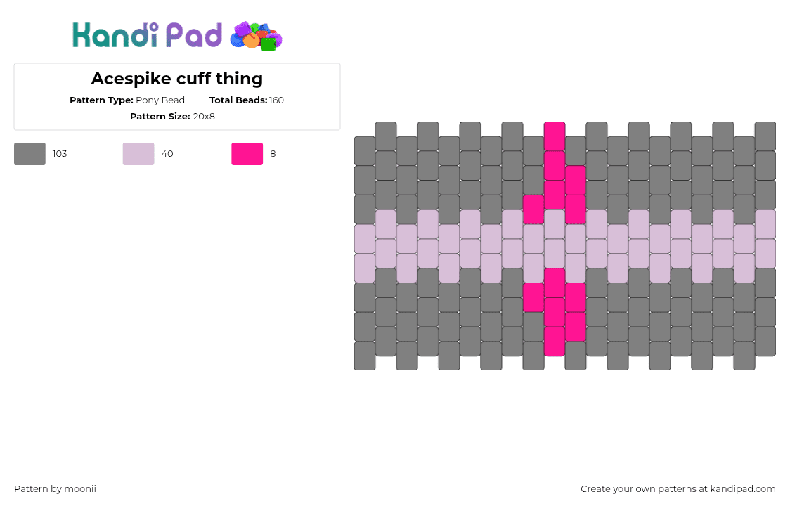 Acespike cuff thing - Pony Bead Pattern by moonii on Kandi Pad - 