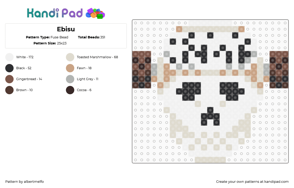 Ebisu - Fuse Bead Pattern by albertmelfo on Kandi Pad - white,beige,ebisu,anime,dorohedoro