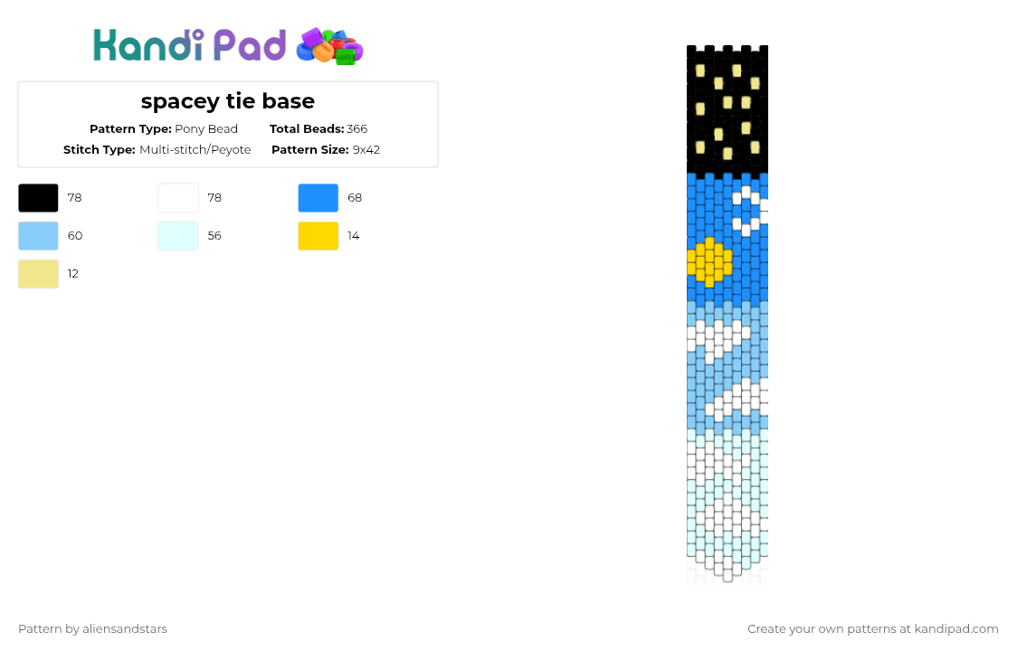 spacey tie base - Pony Bead Pattern by aliensandstars on Kandi Pad - sky,space,tie,clothing,scifi,light blue