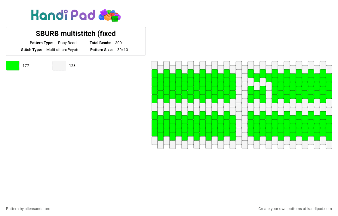 SBURB multistitch (fixed - Pony Bead Pattern by aliensandstars on Kandi Pad - green, homestuck, sburb, white
