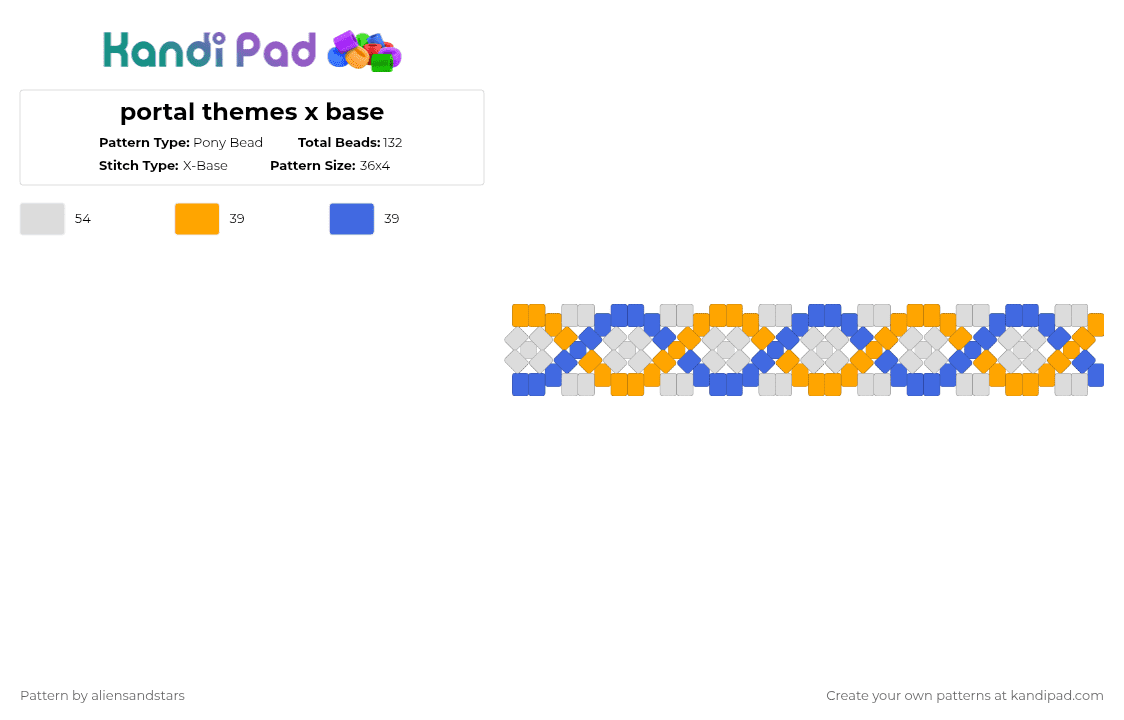 portal themes x base - Pony Bead Pattern by aliensandstars on Kandi Pad - orange,blue,portal,portal 2,game