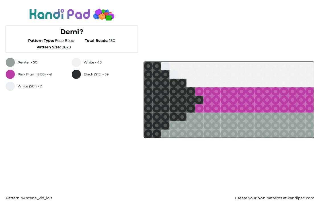 Demi? - Fuse Bead Pattern by scene_kid_lolz on Kandi Pad - pink,gray