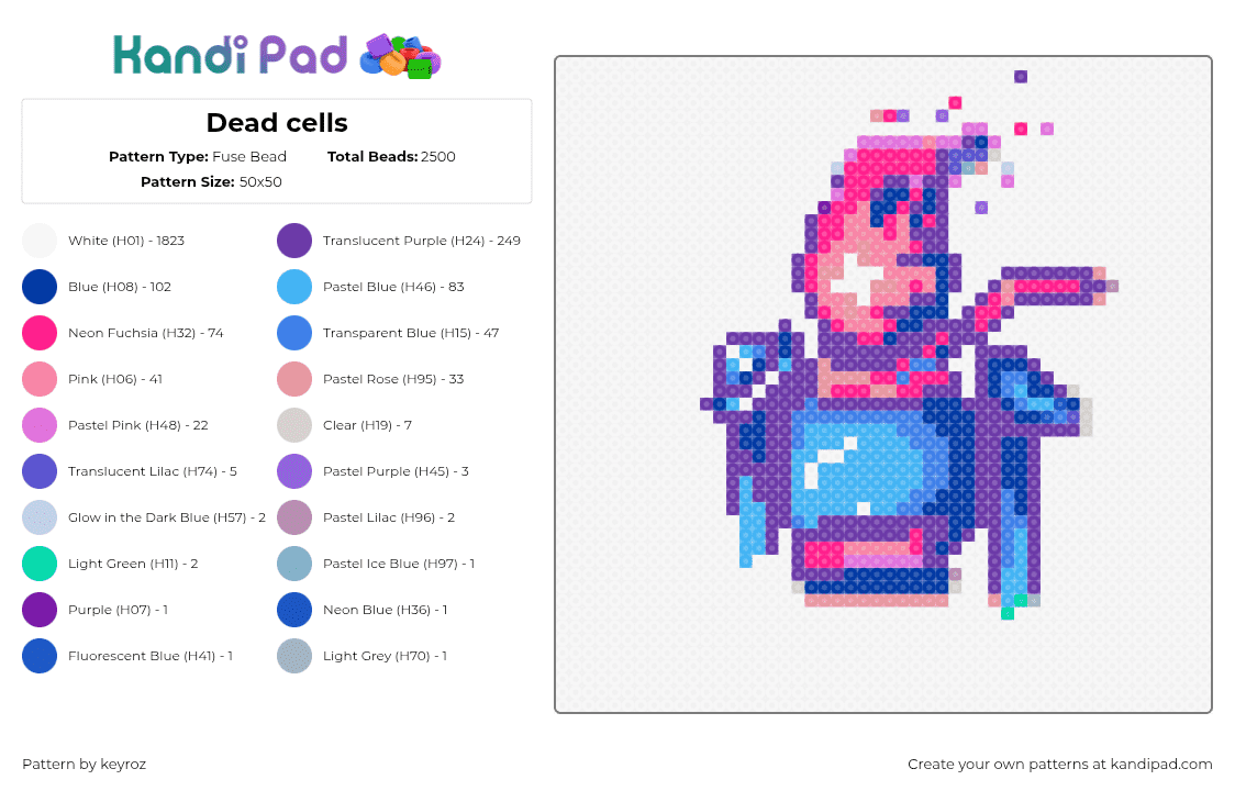 Dead Cells Pattern Dead cells Fuse Bead Pattern - Kandi Pad | Kandi Patterns, Fuse Bead ...