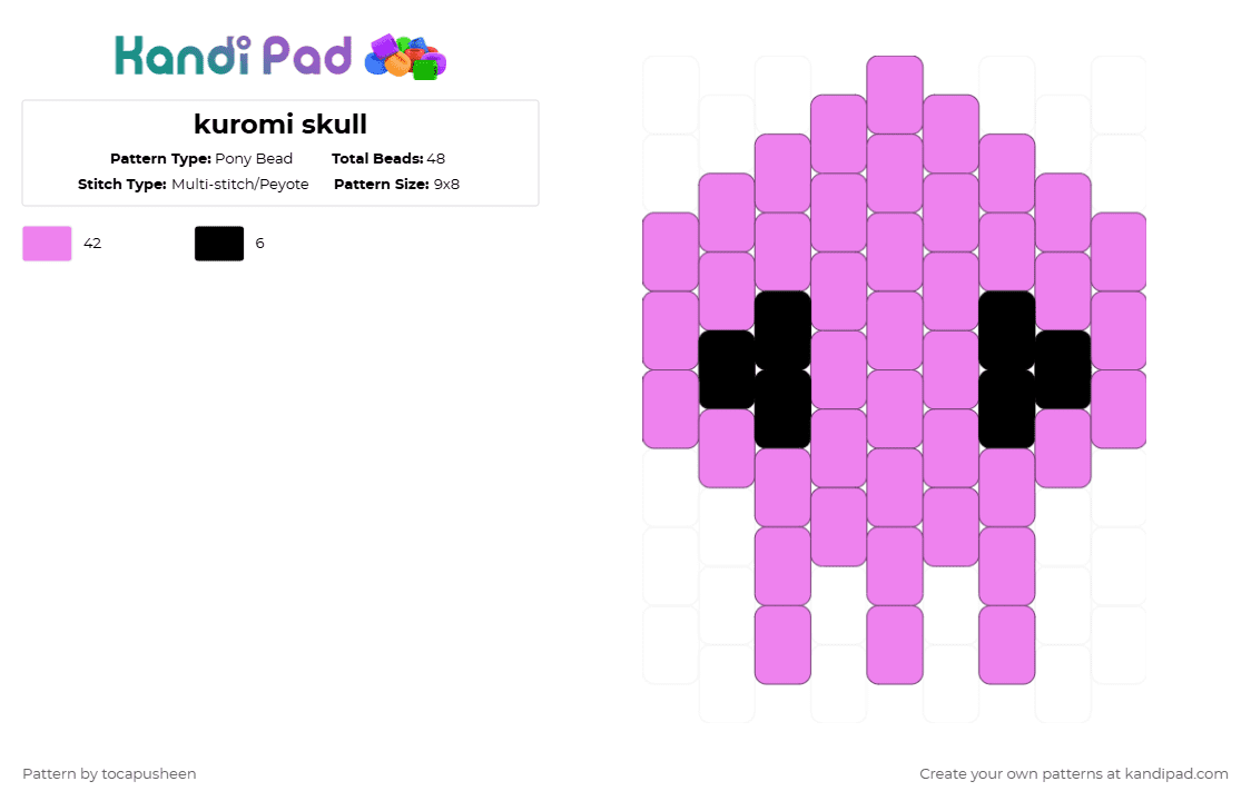 kuromi skull - Pony Bead Pattern by tocapusheen on Kandi Pad - pink