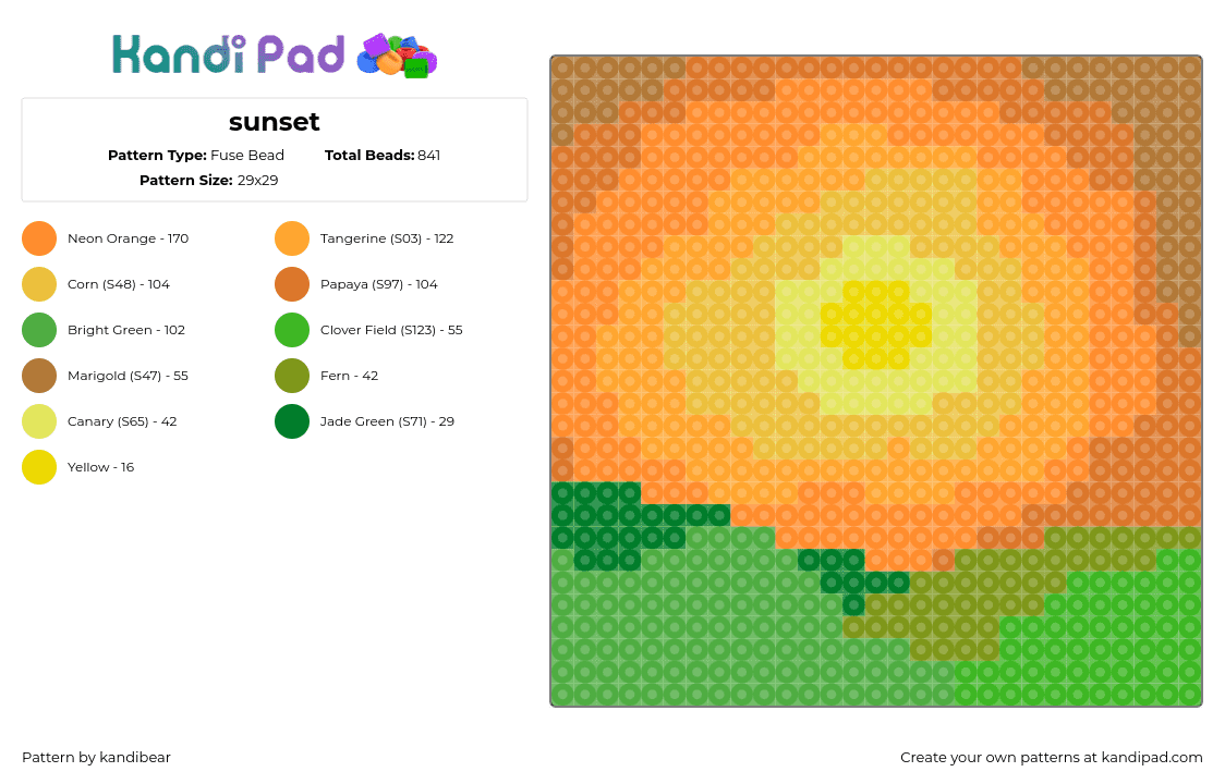 sunset - Fuse Bead Pattern by kandibear on Kandi Pad - 