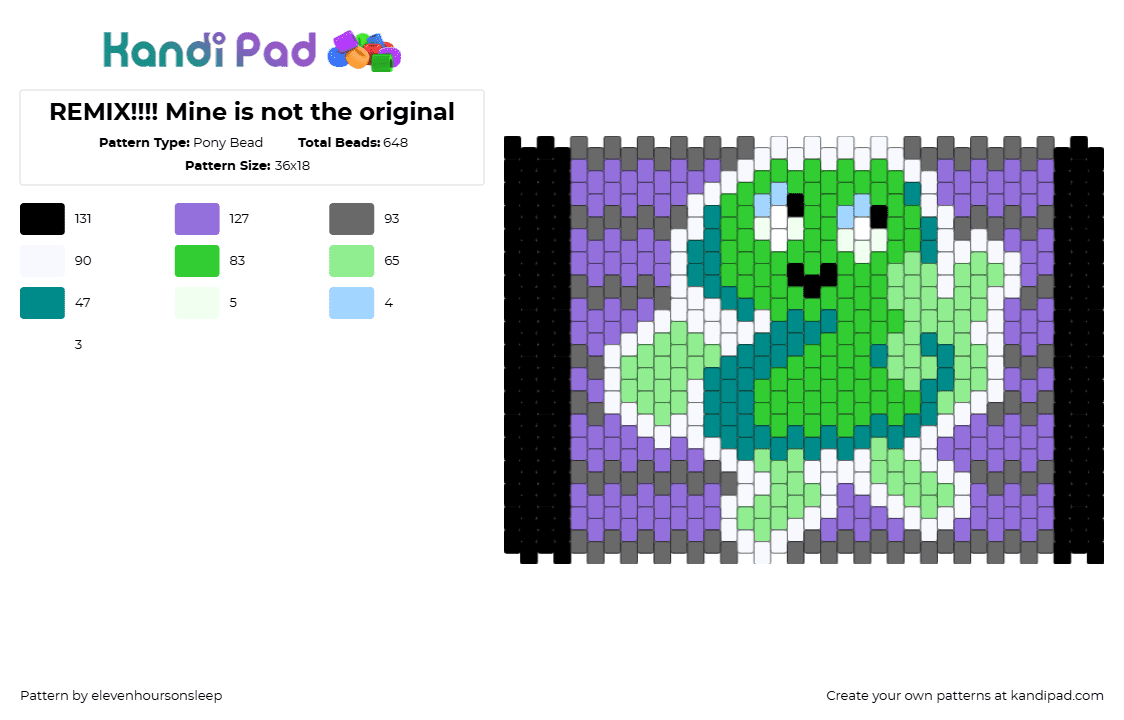 REMIX!!!! Mine is not the original - Pony Bead Pattern by elevenhoursonsleep on Kandi Pad - gray,purple,green,teal