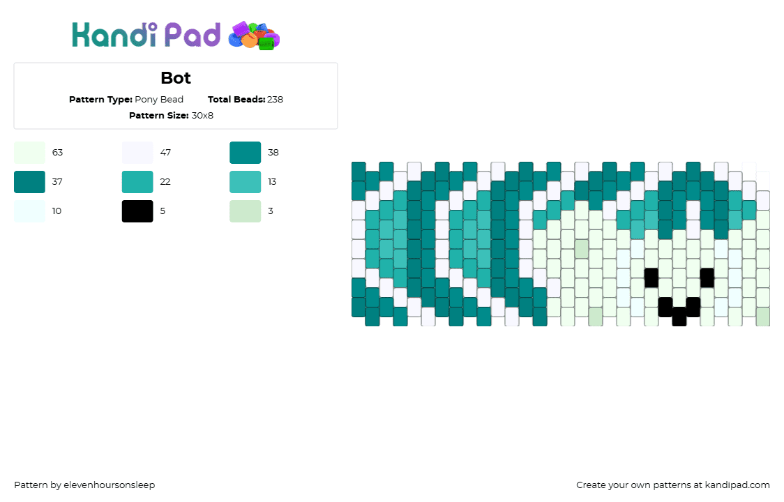 Bot - Pony Bead Pattern by elevenhoursonsleep on Kandi Pad - bot,inanimate insanity,chevron,animation,tv show,cuff,teal