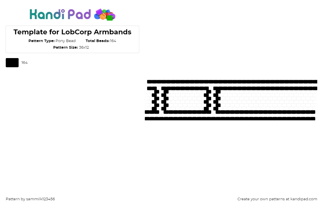 Template for LobCorp Armbands - Pony Bead Pattern by sammilk123456 on Kandi Pad - 