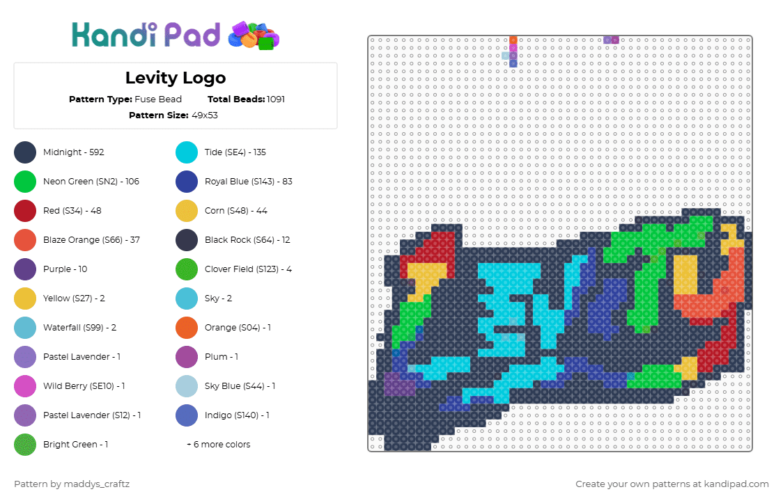 Levity Logo - Fuse Bead Pattern by maddys_craftz on Kandi Pad - light blue,purple,green