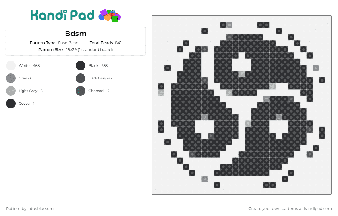 Bdsm - Fuse Bead Pattern by lotusblossom on Kandi Pad - bdsm,yin yang,nsfw,black