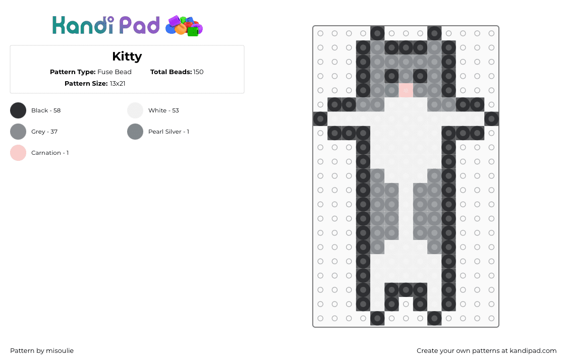 Kitty - Fuse Bead Pattern by misoulie on Kandi Pad - 