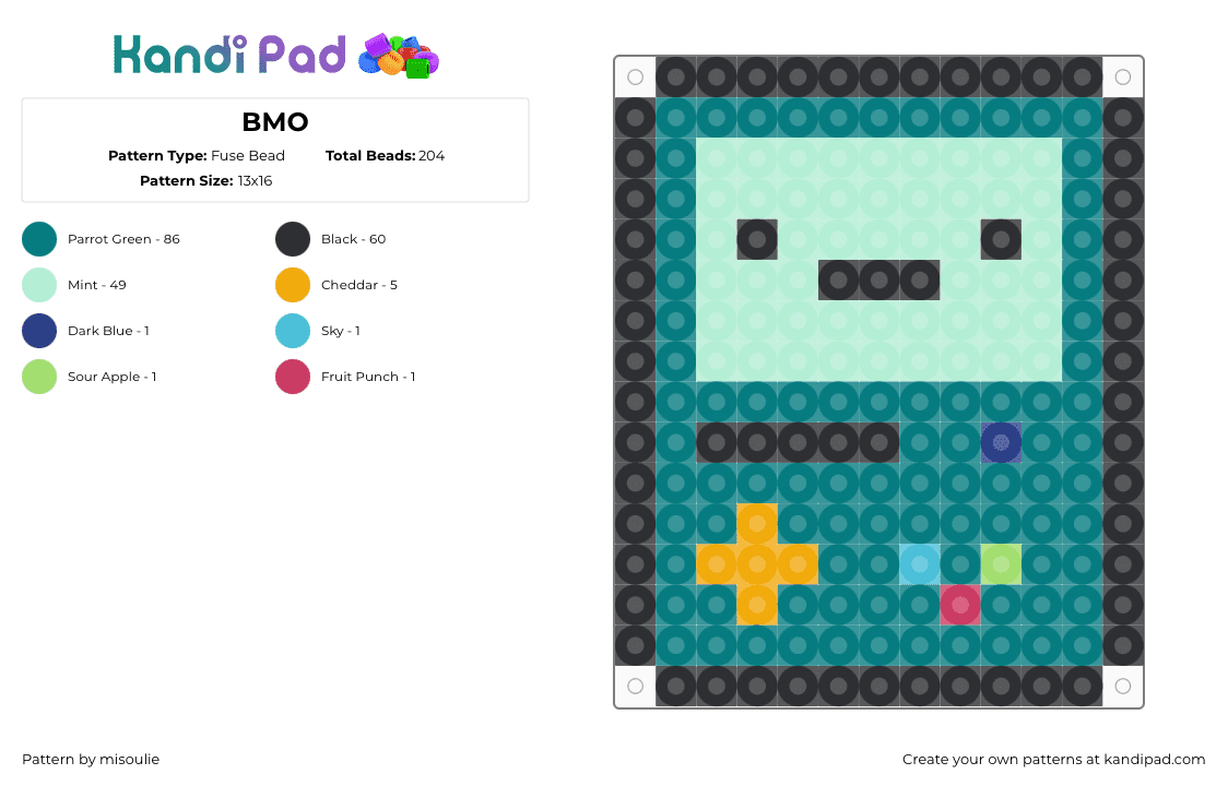 BMO - Fuse Bead Pattern by misoulie on Kandi Pad - 