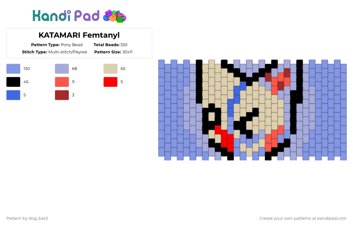 KATAMARI Femtanyl - Pony Bead Pattern by dog_bat3 on Kandi Pad - beige,pink,light blue,femtanyl,music,katamari,trans