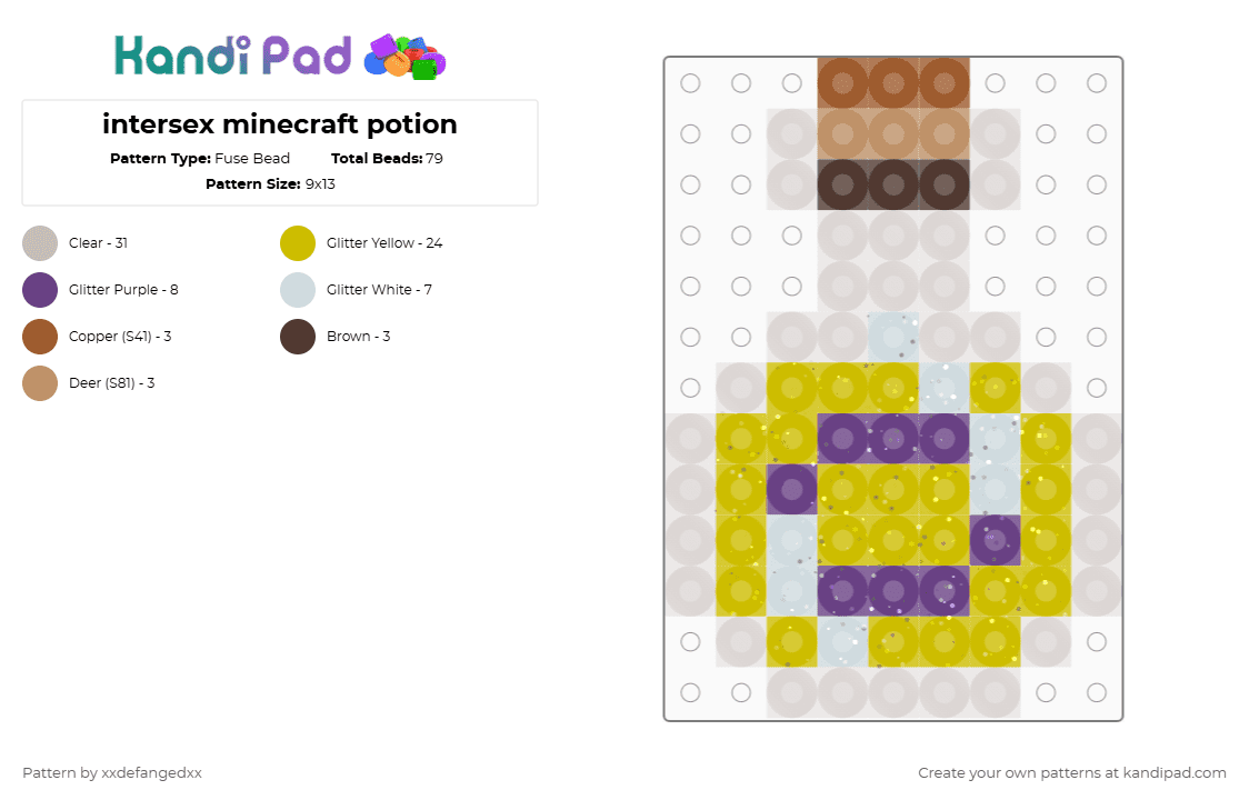 intersex minecraft potion - Fuse Bead Pattern by xxdefangedxx on Kandi Pad - beige, games, minecraft, pride, yellow