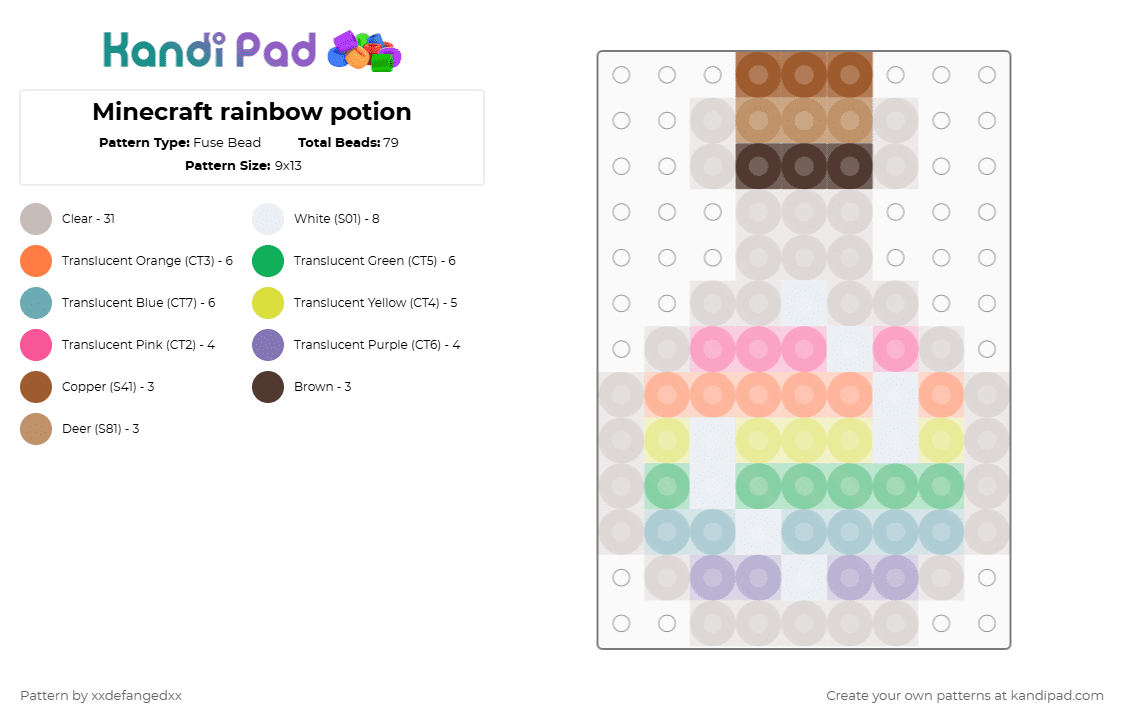 Minecraft rainbow potion - Fuse Bead Pattern by xxdefangedxx on Kandi Pad - beige,pride,minecraf,game,videogame,games,videogames