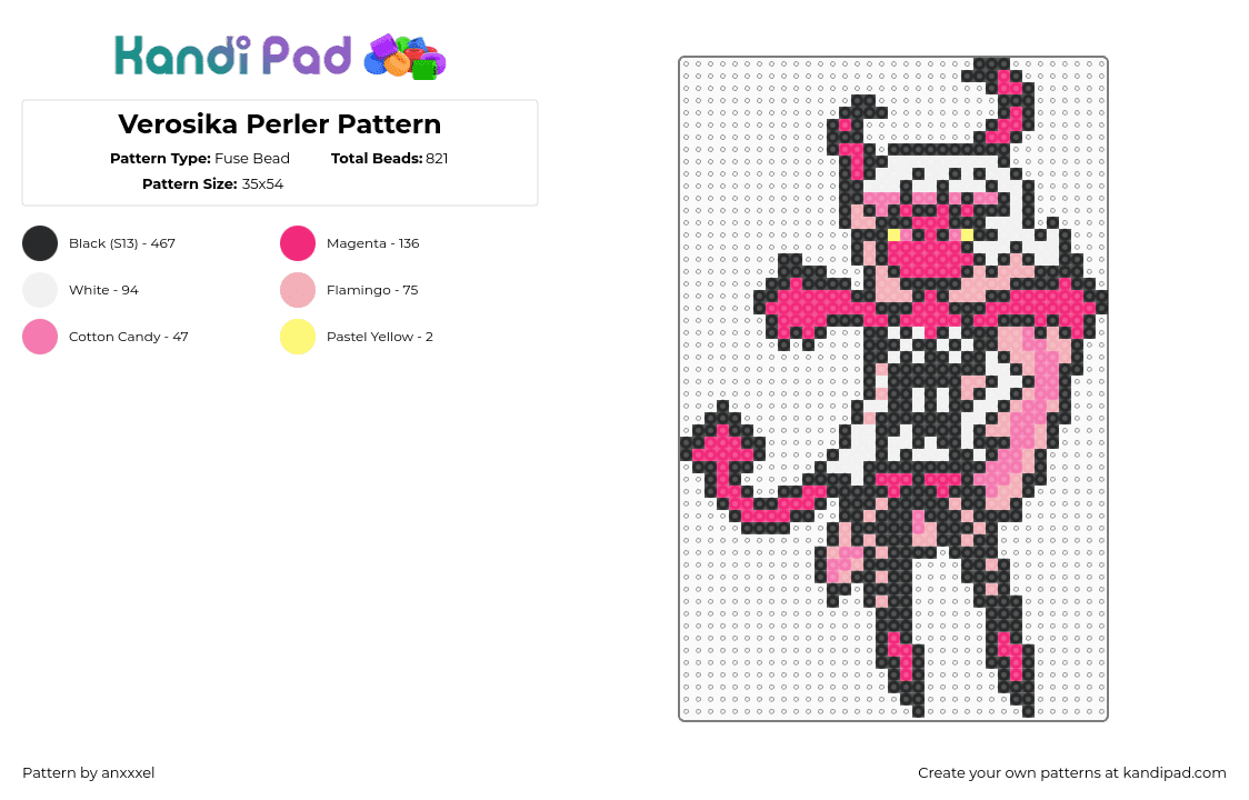 Verosika Perler Pattern - Fuse Bead Pattern by anxxxel on Kandi Pad - 