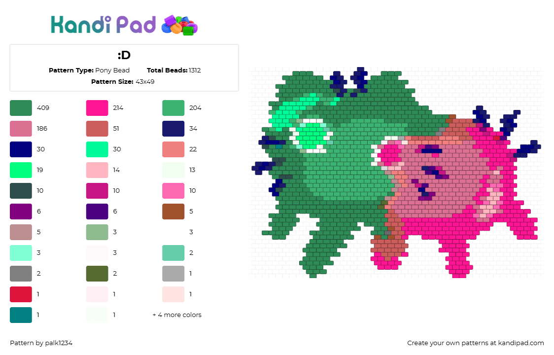 :D - Pony Bead Pattern by palk1234 on Kandi Pad - 