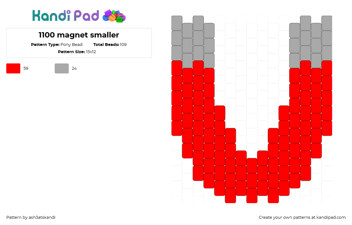 1100 magnet smaller - Pony Bead Pattern by ash3atskandi on Kandi Pad - red