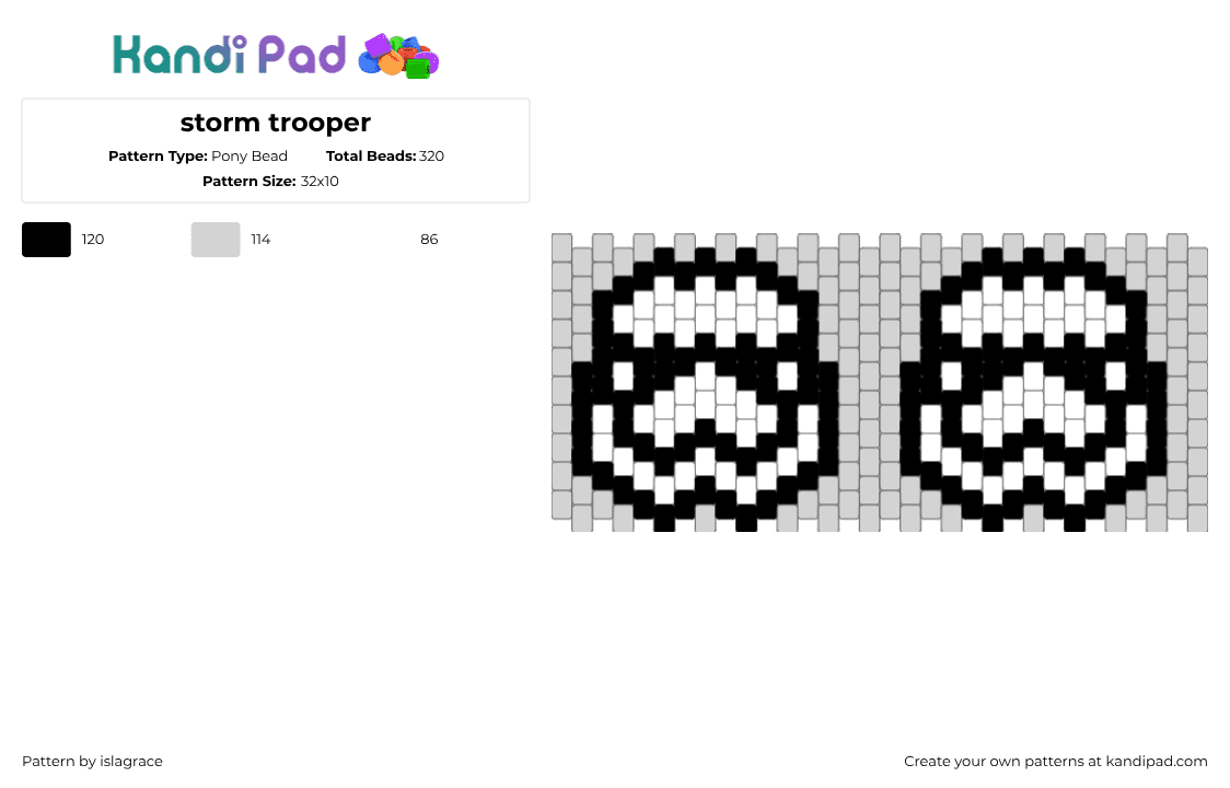 storm trooper - Pony Bead Pattern by islagrace on Kandi Pad - white,black
