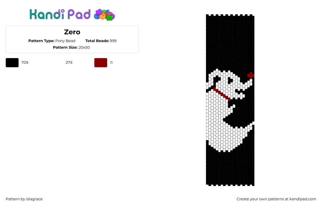 Zero - Pony Bead Pattern by islagrace on Kandi Pad - black,white
