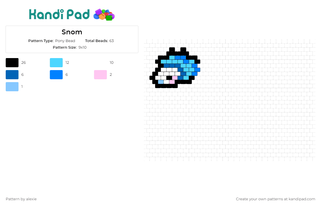 Snom - Pony Bead Pattern by alexie on Kandi Pad - snom,pokemon,small,charm,blue,white