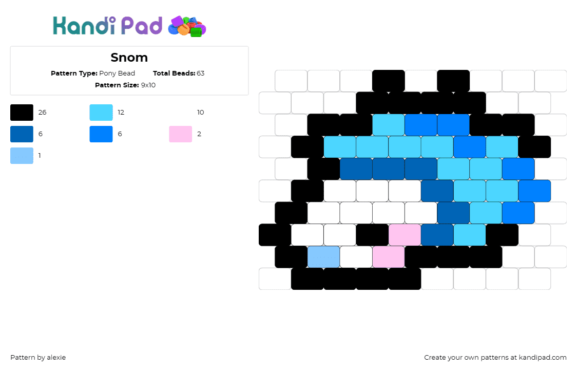 Snom - Pony Bead Pattern by alexie on Kandi Pad - snom,pokemon,small,blue,white