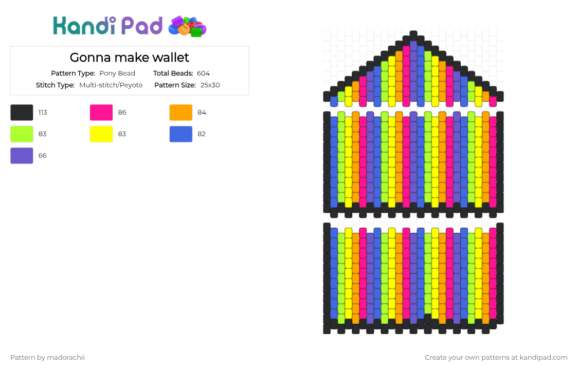 Gonna make wallet - Pony Bead Pattern by madorachii on Kandi Pad - blue