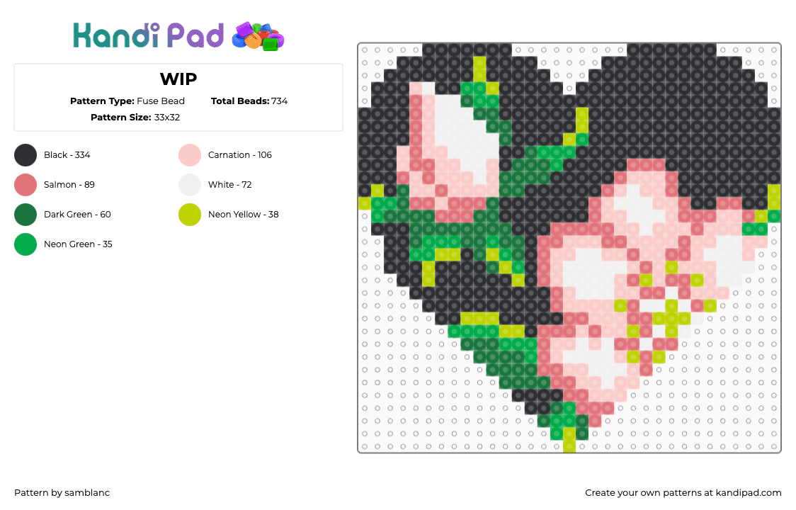 Rose Heart - Fuse Bead Pattern by samblanc on Kandi Pad - heart,roses,flowers,love,valentine,black,pink,green