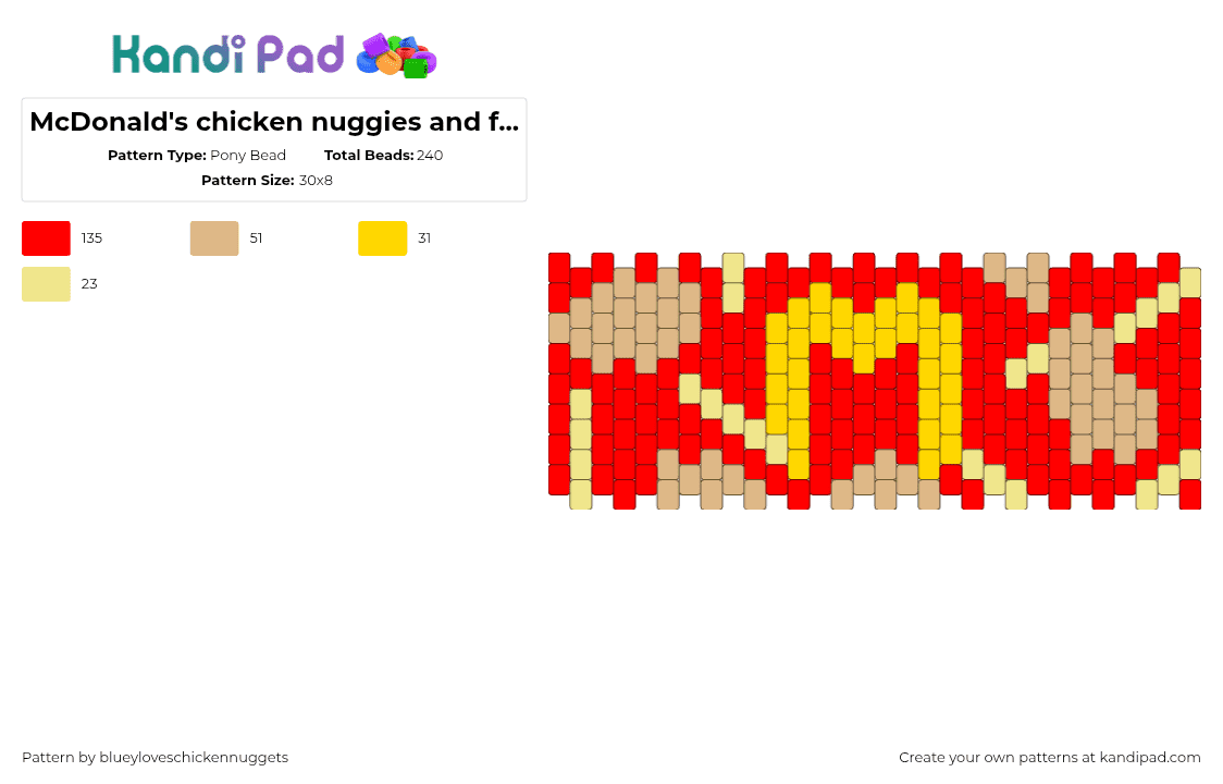 McDonald\'s chicken nuggies and fries - Pony Bead Pattern by blueyloveschickennuggets on Kandi Pad - red