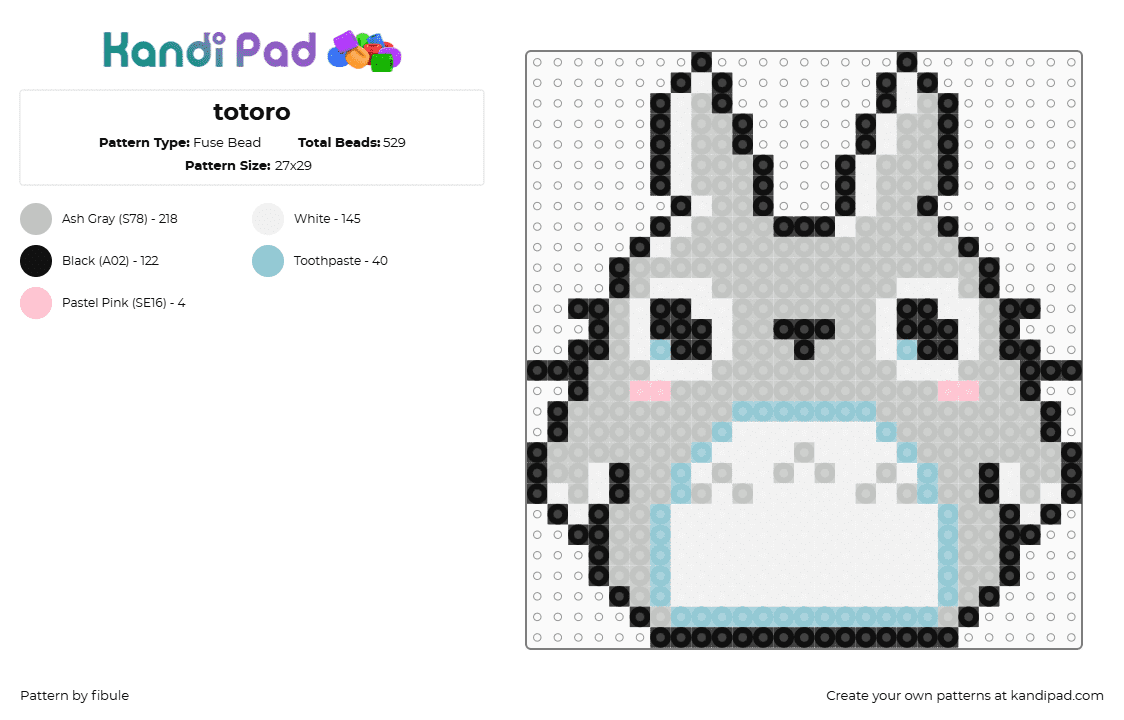 totoro - Fuse Bead Pattern by fibule on Kandi Pad - beige