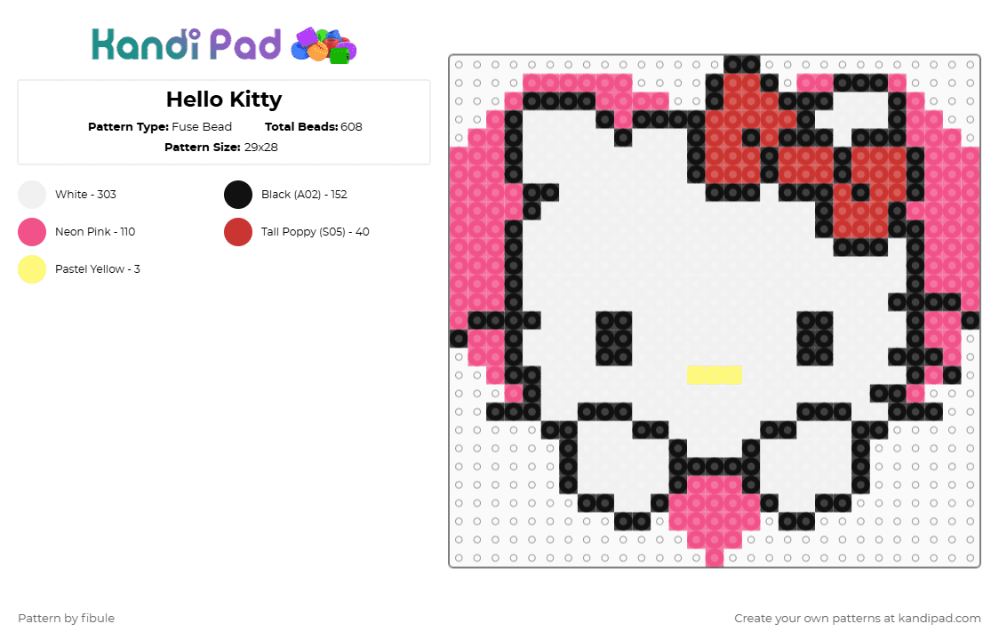 Hello Kitty Fuse Bead Pattern Kandi Pad Kandi Patterns Fuse Bead