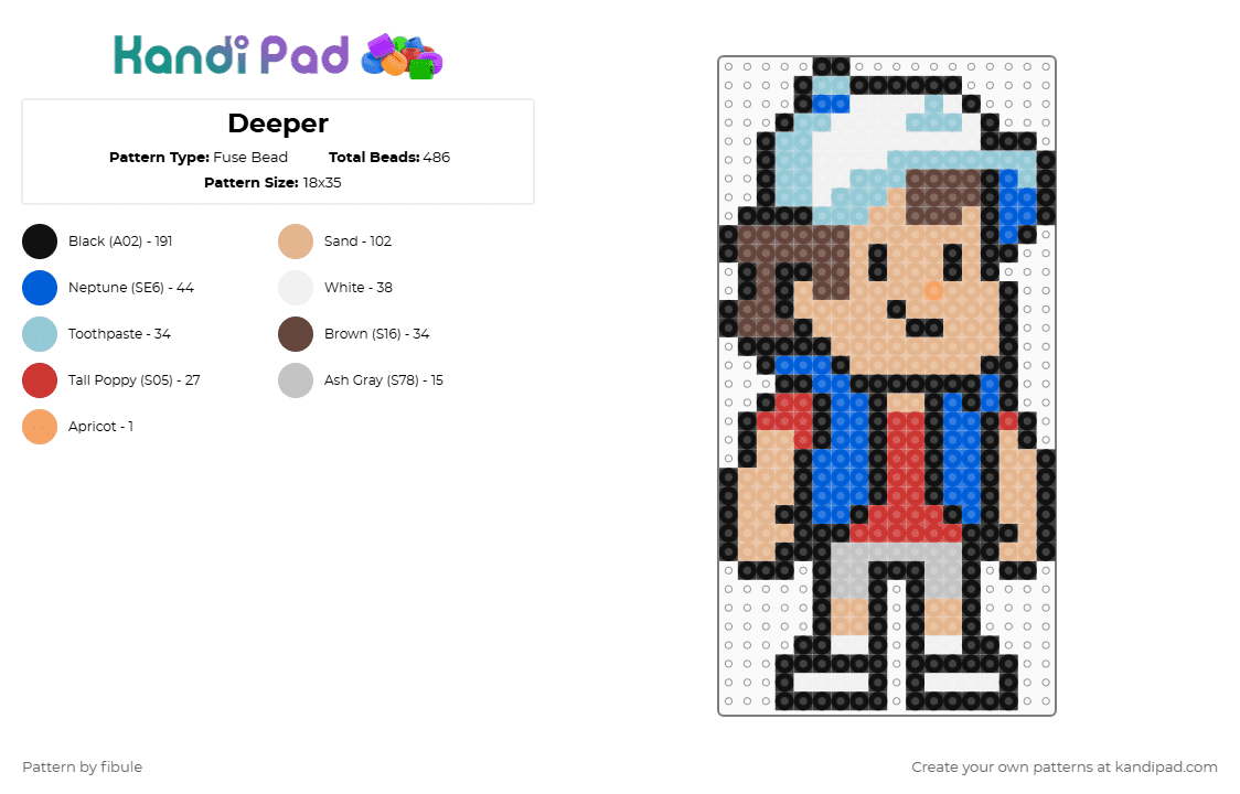 Deeper - Fuse Bead Pattern by fibule on Kandi Pad - beige,blue