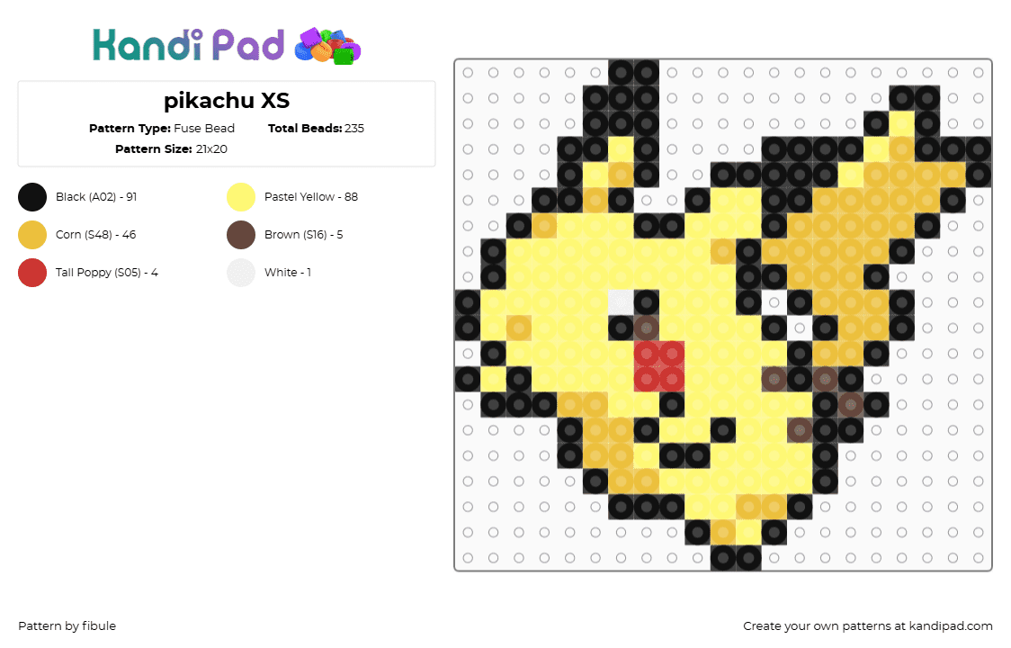 pikachu XS - Fuse Bead Pattern by fibule on Kandi Pad - yellow