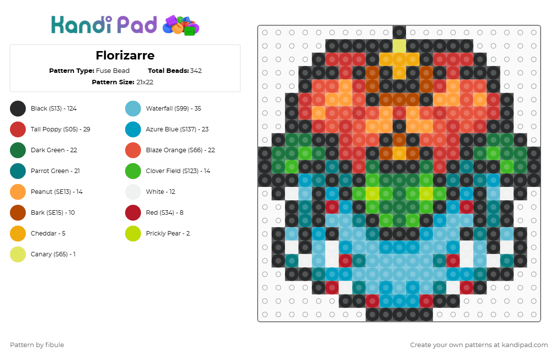 Florizarre - Fuse Bead Pattern by fibule on Kandi Pad - light blue,red,green