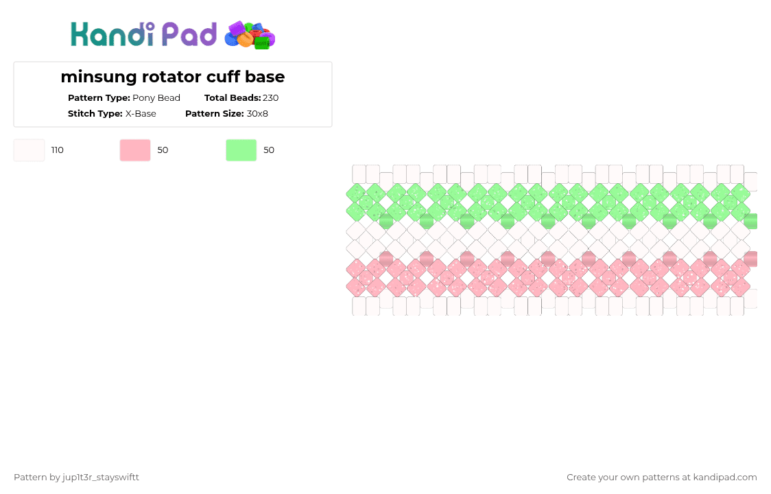 minsung rotator cuff base - Pony Bead Pattern by jup1t3r_stayswiftt on Kandi Pad - pink,teal,green,skz,white
