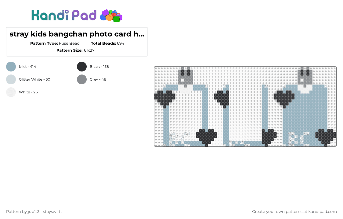 stray kids bangchan photo card holder - Fuse Bead Pattern by jup1t3r_stayswiftt on Kandi Pad - light blue