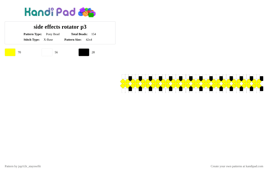 side effects rotator p3 - Pony Bead Pattern by jup1t3r_stayswiftt on Kandi Pad - white,yellow,stray kids,skz,black,kpop