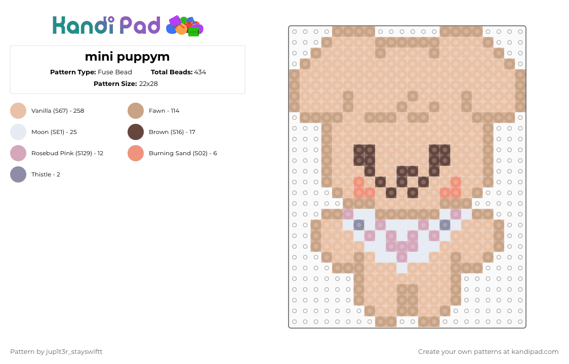 mini puppym - Fuse Bead Pattern by jup1t3r_stayswiftt on Kandi Pad - beige,cotddogs,skz,stray kids,skzoo,brown,white