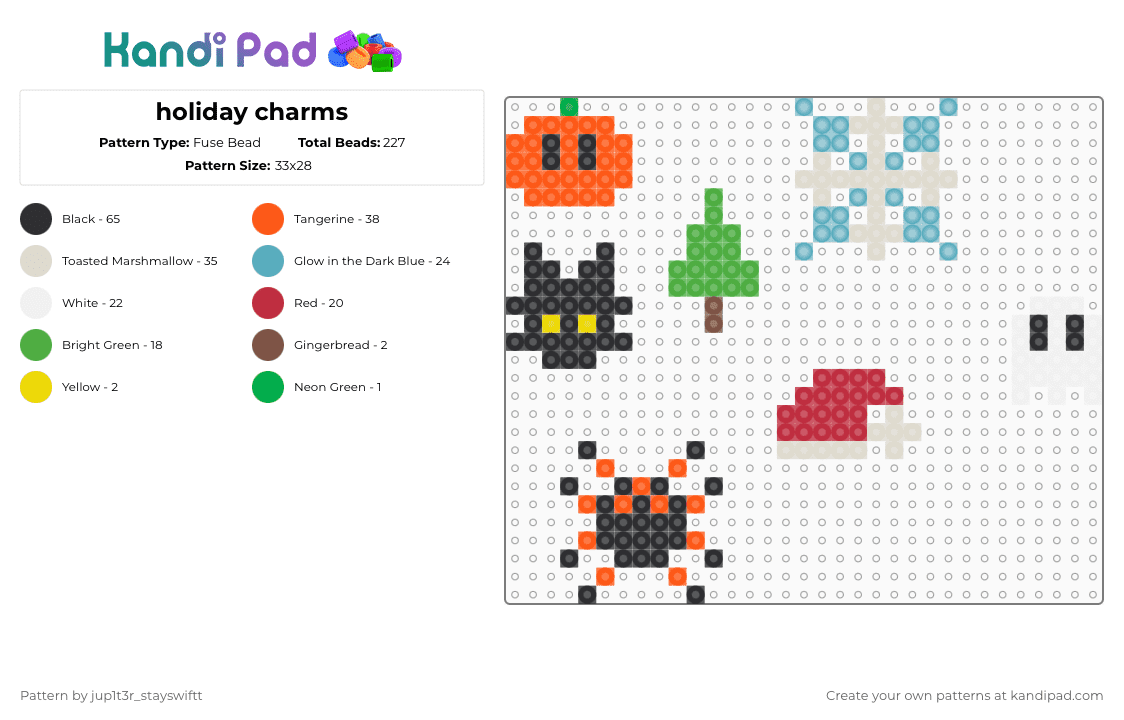 holiday charms - Fuse Bead Pattern by jup1t3r_stayswiftt on Kandi Pad - orange,beige,light blue,colorful
