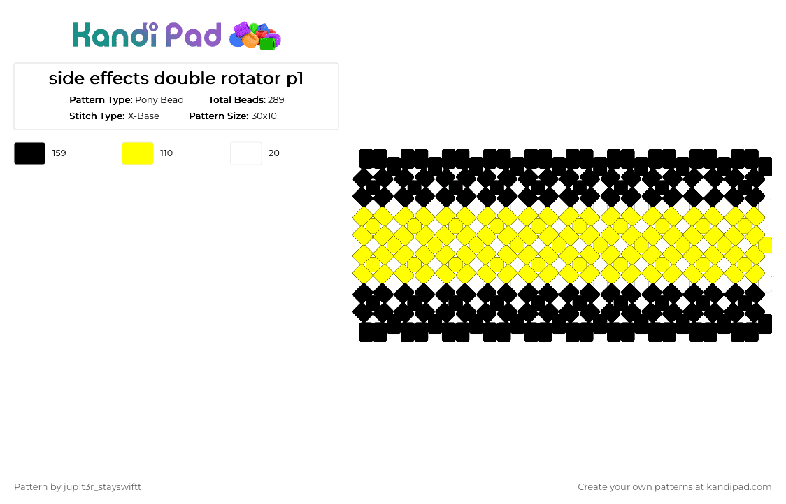 side effects double rotator p1 - Pony Bead Pattern by jup1t3r_stayswiftt on Kandi Pad - yellow