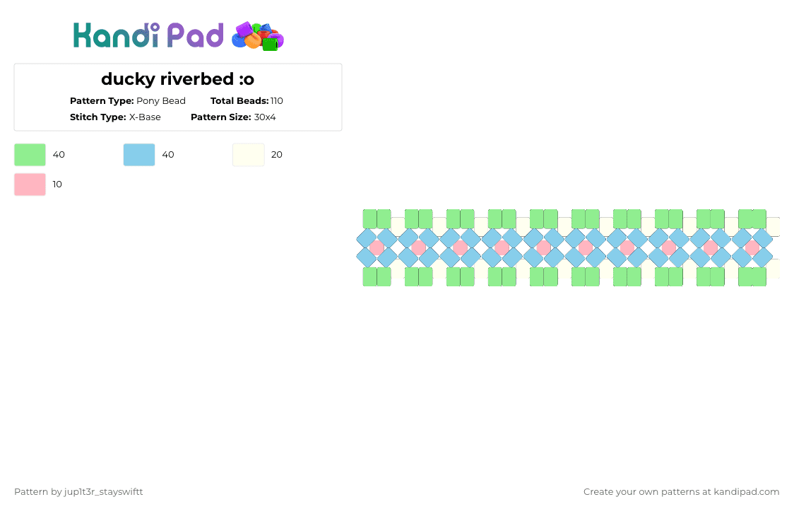 ducky riverbed :o - Pony Bead Pattern by jup1t3r_stayswiftt on Kandi Pad - teal,light blue,blue,green,white,pink