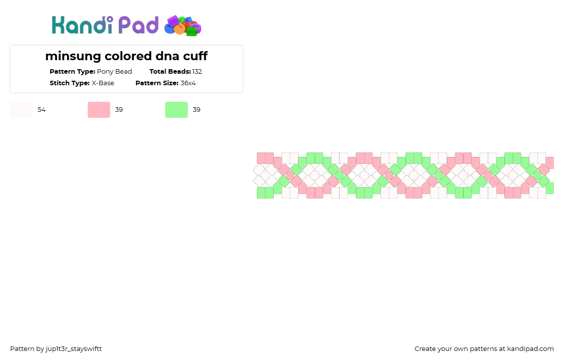 minsung colored dna cuff - Pony Bead Pattern by jup1t3r_stayswiftt on Kandi Pad - pink,teal,skz,green,white