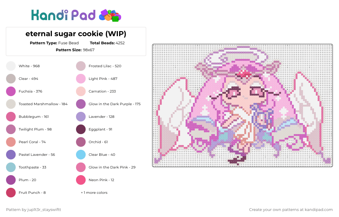 eternal sugar cookie - Fuse Bead Pattern by jup1t3r_stayswiftt on Kandi Pad - pink,beige