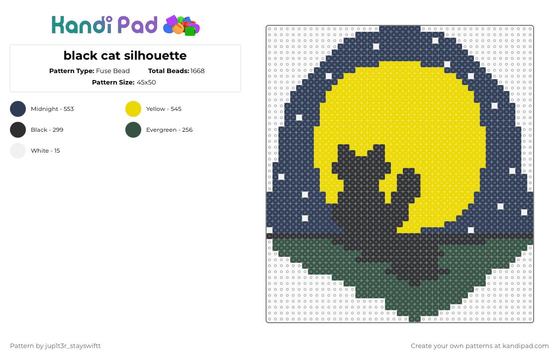 black cat silhouette - Fuse Bead Pattern by jup1t3r_stayswiftt on Kandi Pad - purple,yellow,cotddarkness